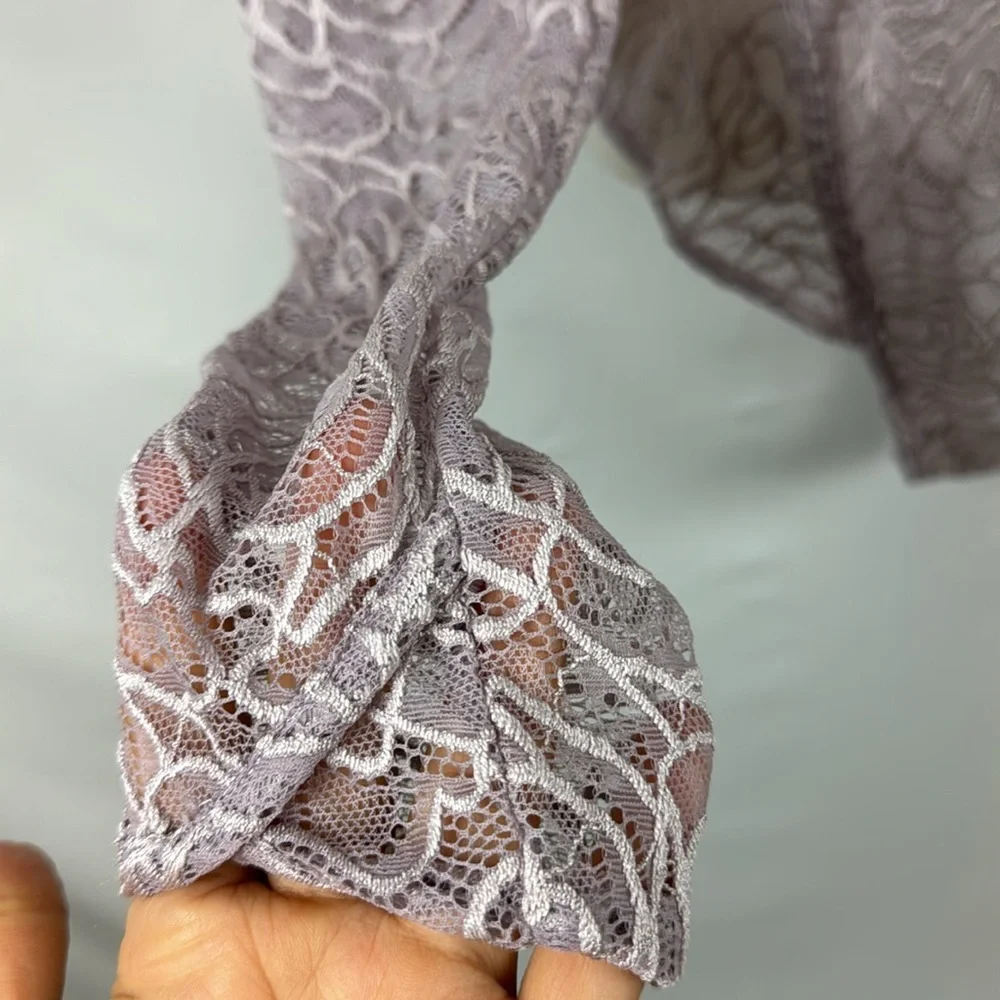 Free People Intimately in My‎ Head Sheer Lace Lilac Purple Bodysuit Size M - NEW